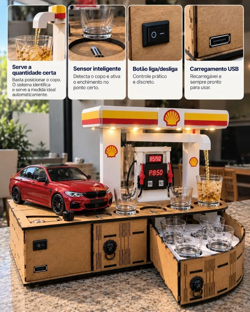 AutoBar - Dispenser de Bebidas Carro e Posto Personalizado